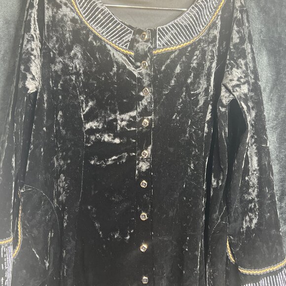 Markiza Collection Black Velvet Tunic Dress Embellished Beading Size 52 - Picture 1 of 4